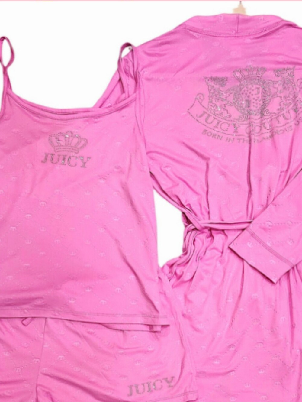 Juicy Couture 3-PC Born To Be Glamorous Robe, Cami ,& Short PJ Set - Picture 2 of 11